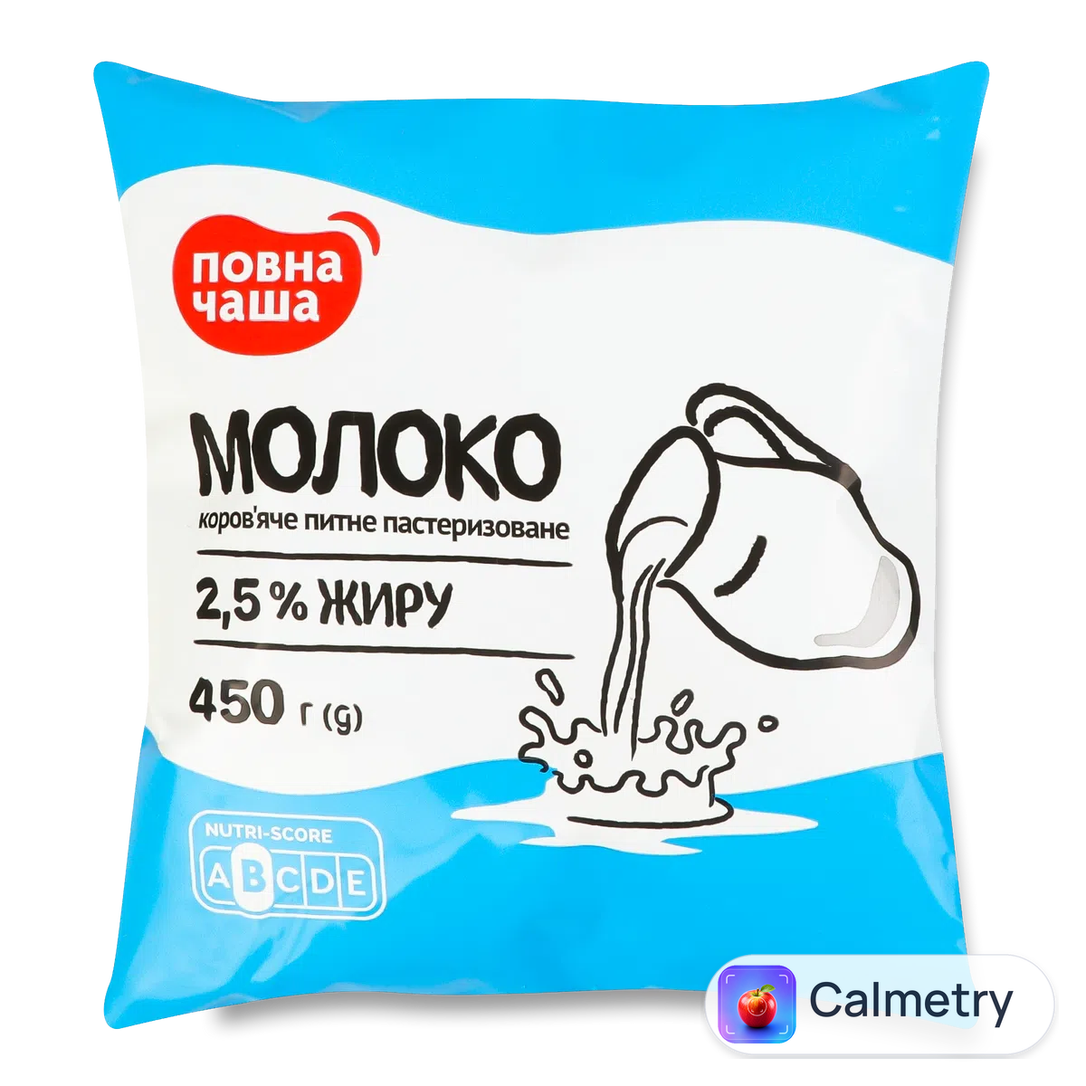 Молоко пастеризоване «Повна Чаша»® питне 2,5% 450г