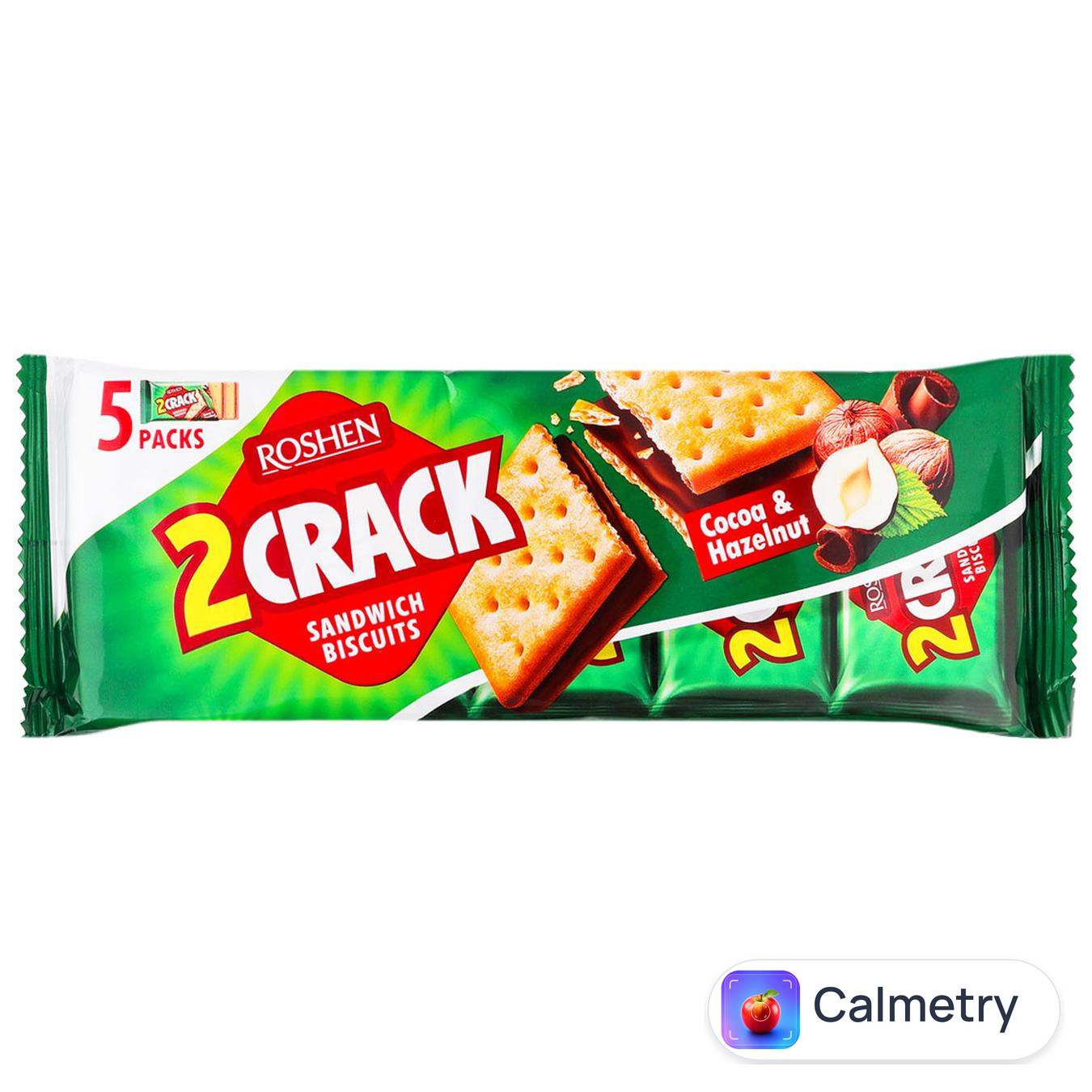 Печиво Roshen 2 Crack з начинкою какао-горіх 190г — фото продукту