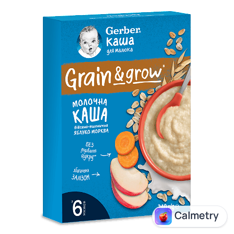 Каша вівсяно-пшенична Gerber молочна з яблуком та морквою, 240г