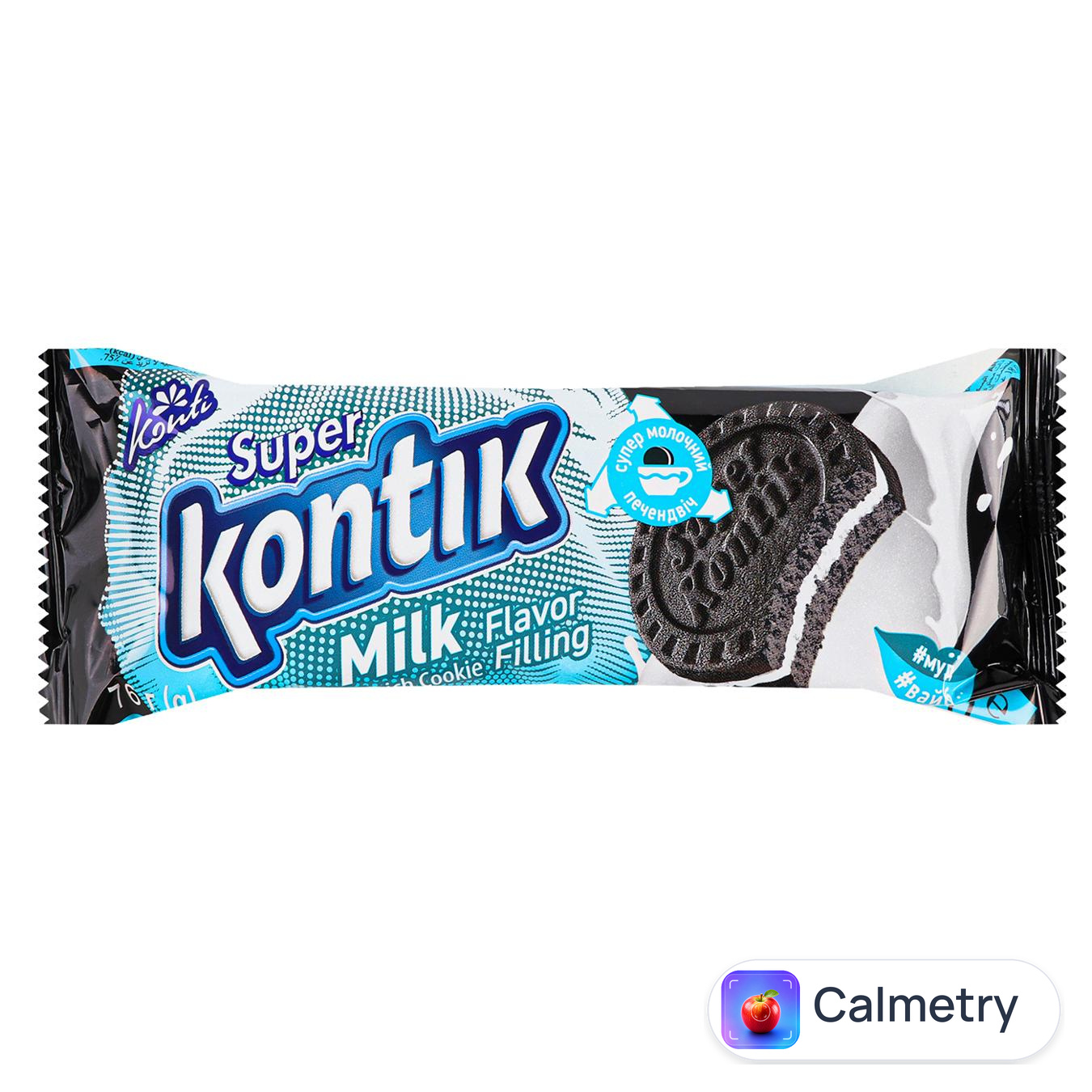 Печиво-сендвіч Konti Super Kontik з начинкою зі смаком молока 76г — фото продукту