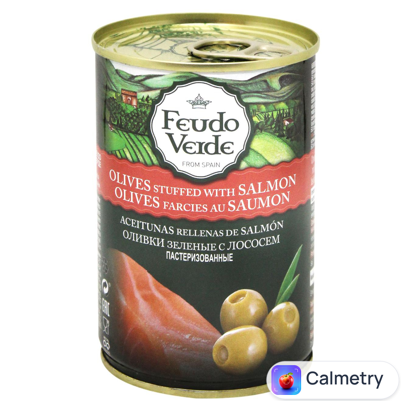 Оливки зелені Feudo Verde з лососем 300г — фото продукту