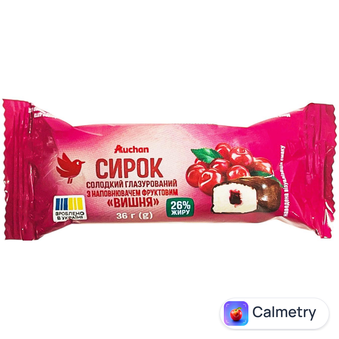 Сирок Auchan глазурований Вишня 26% 36г