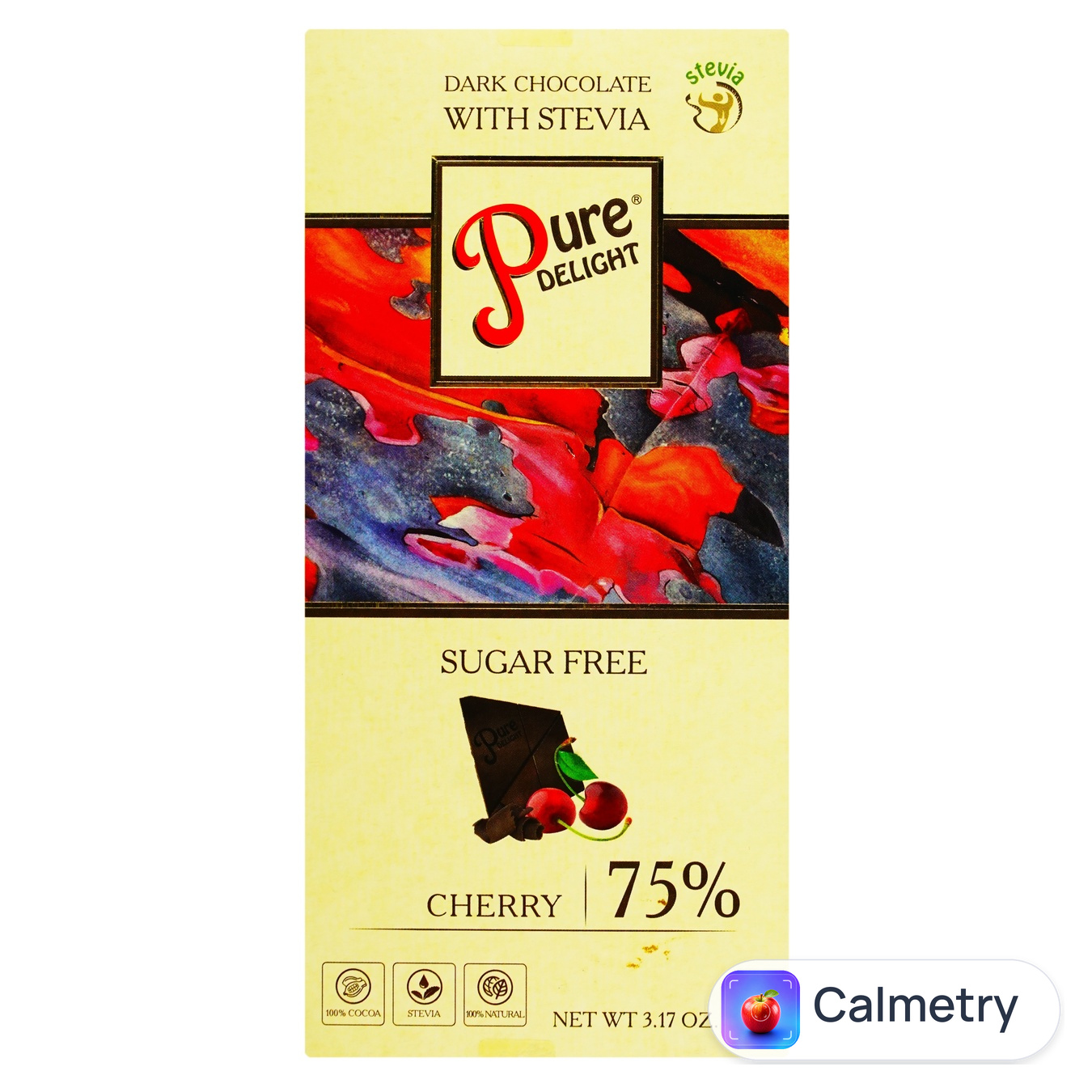 Шоколад чорний Pure Delight з вишнею без цукру 90г