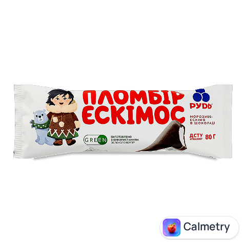 Морозиво «Рудь» «Ескімос» пломбір в шоколаді ескімо, 80г