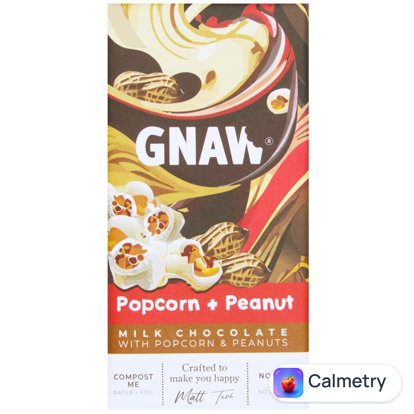 Шоколад молочний Gnaw з попкорном та арахісом 80г