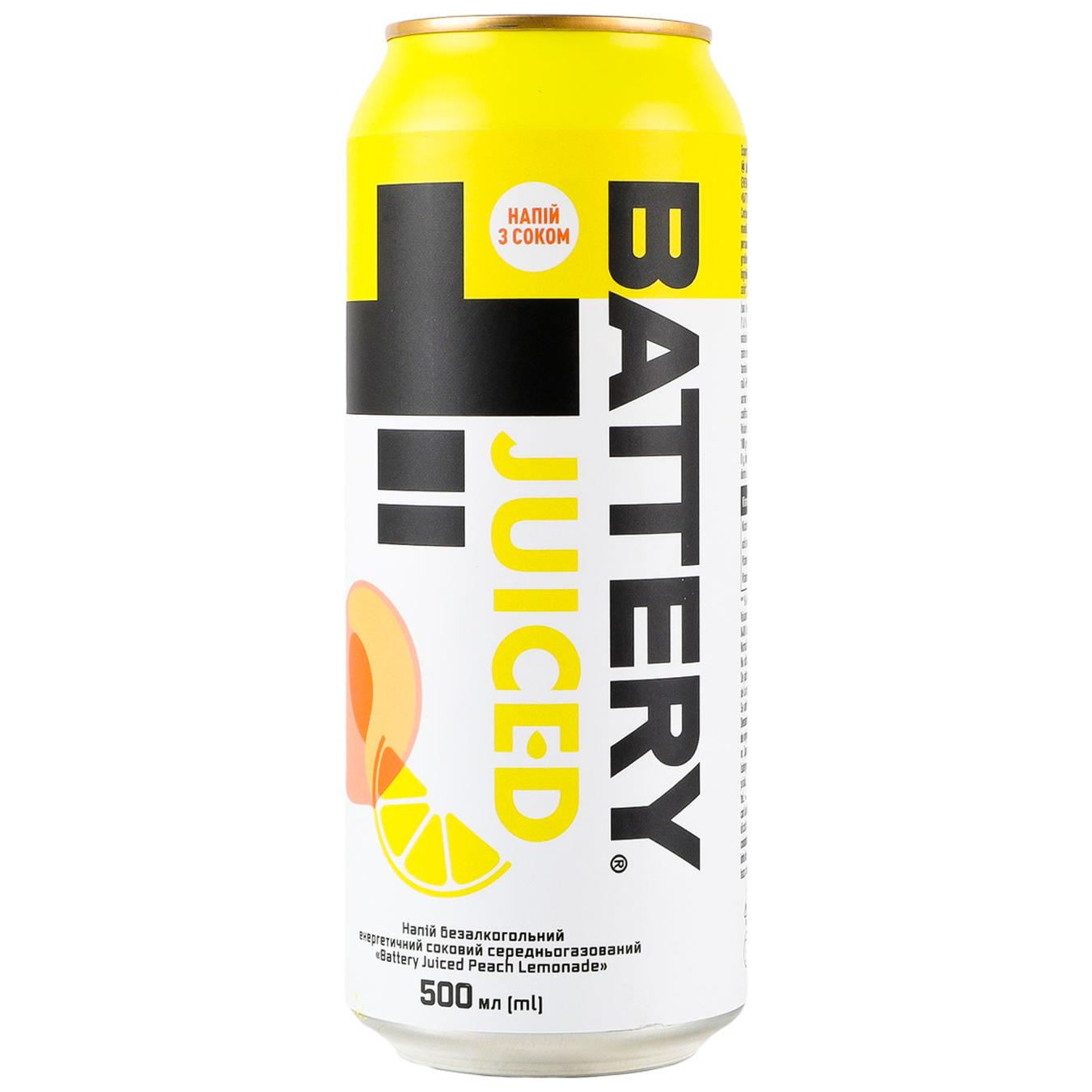 Напій енергетичний Battery Juiced Peach Lemonade 0,5л — фото продукту