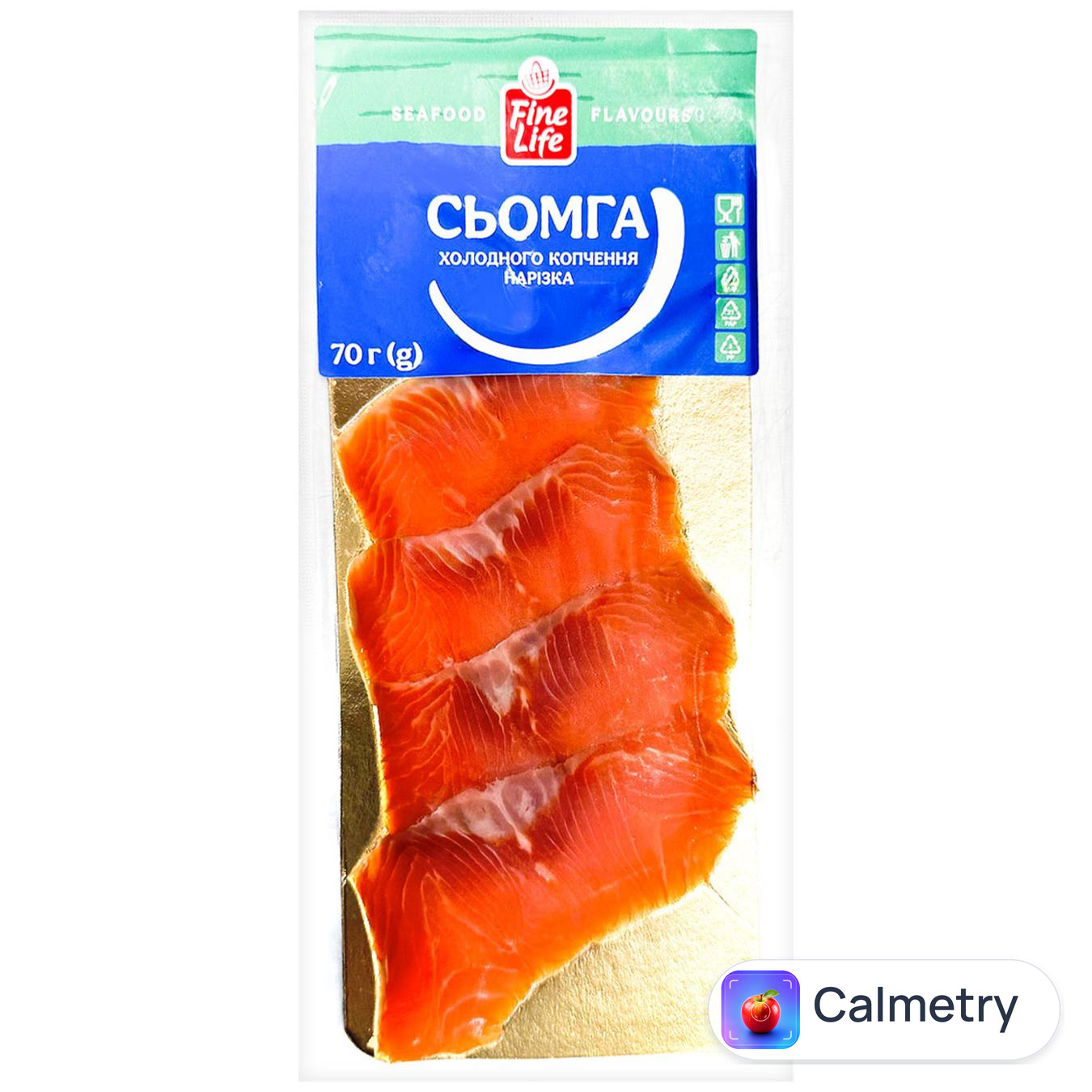 Сьомга Fine Life холодного копчення нарізка 70г — фото продукту