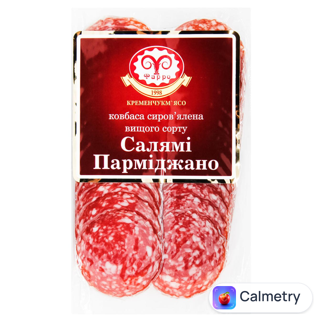 Ковбаса Фарро Салямі Парміджано нарізана сиров'ялена вищий сорт 80г