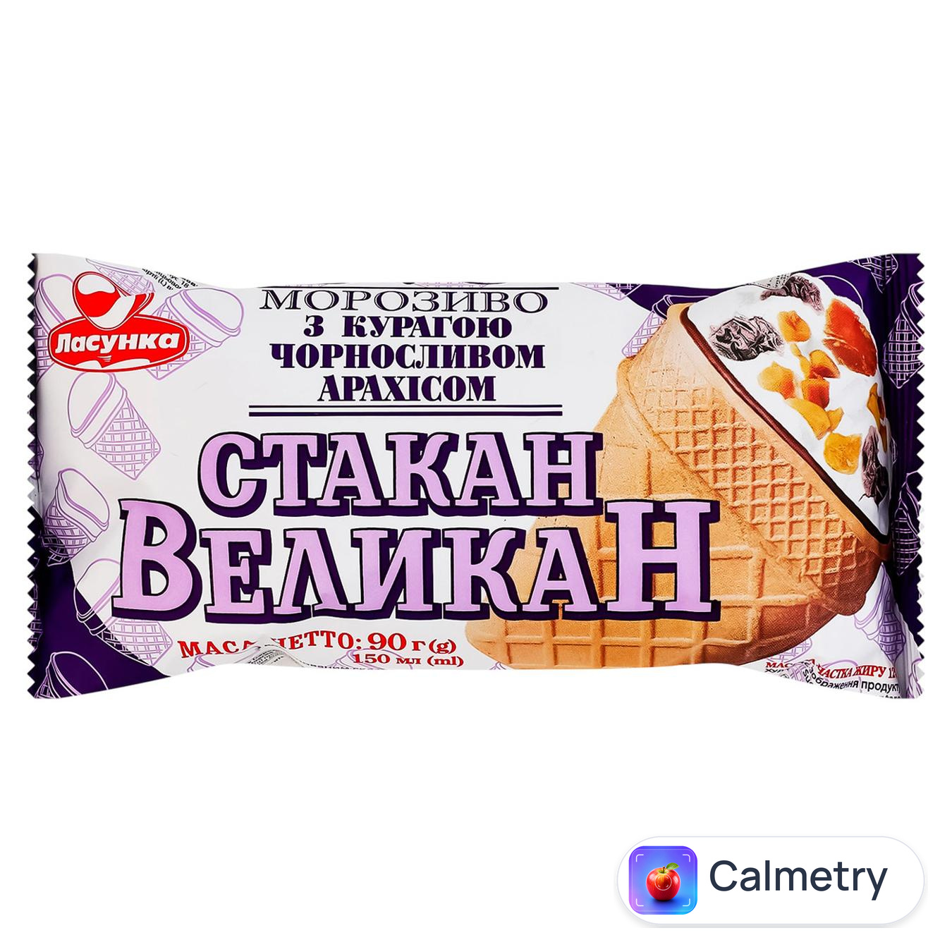 Морозиво Ласунка Великан з курагою, чорносливом та арахісом 100г