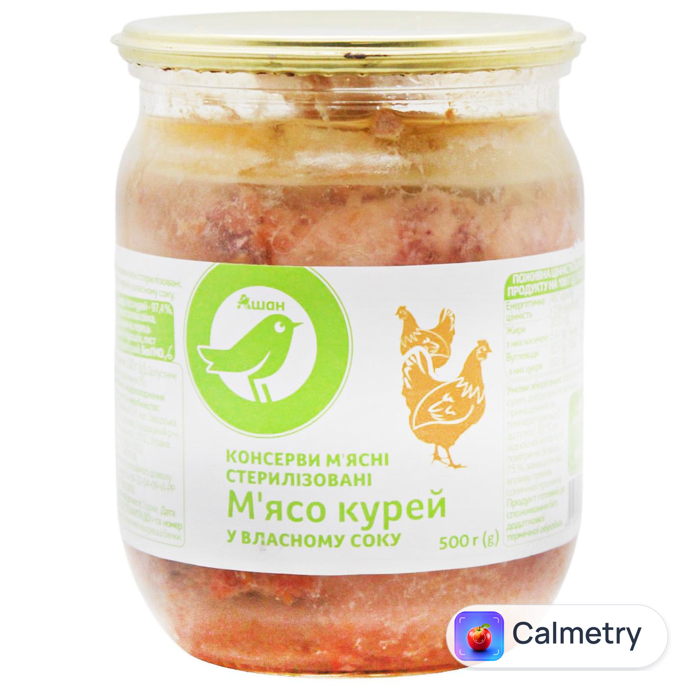 М'ясо курей Auchan у власному соку 500г