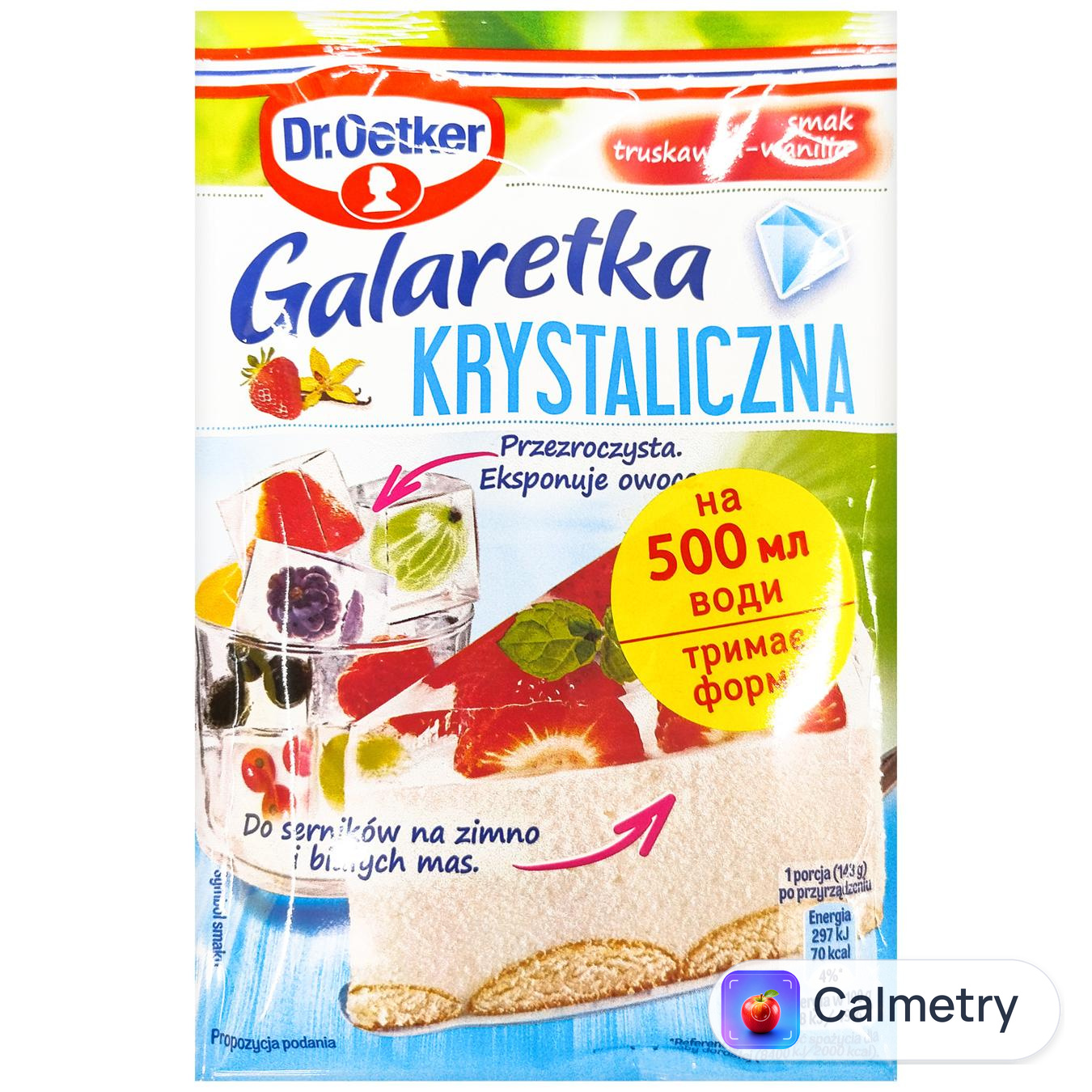 Желе Dr.Oetker Прозоре зі смаком ваніль-полуниця 72г — фото продукту