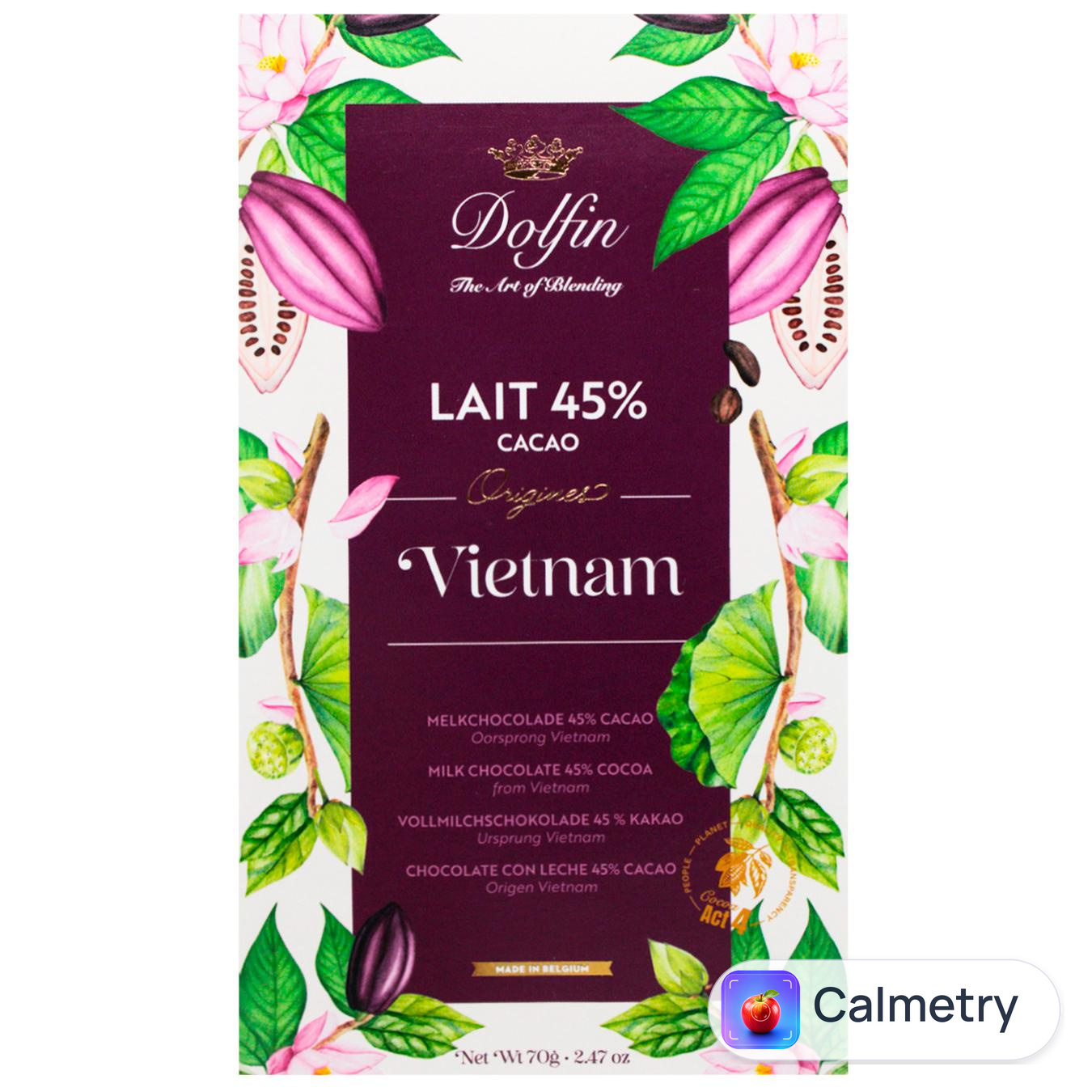 Шоколад молочний Dolfin В'єтнам 45% 70г