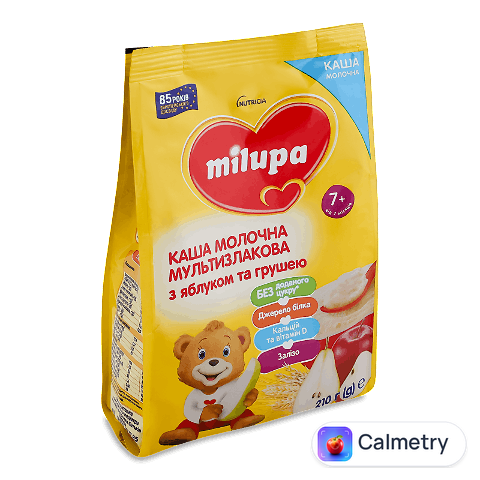 Каша мультизлакова Milupa молочна з яблуком та грушею, 210г