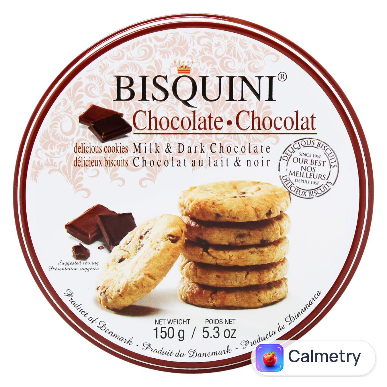 Печиво Bisquini зі шматочками молочного та темного шоколаду 150г — фото продукту