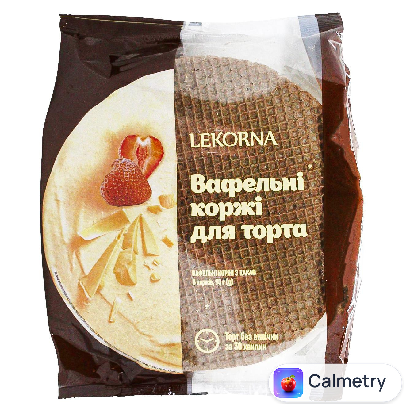 Коржі вафельні Lekorna для торта з додаванням какао 9шт 90г — фото продукту