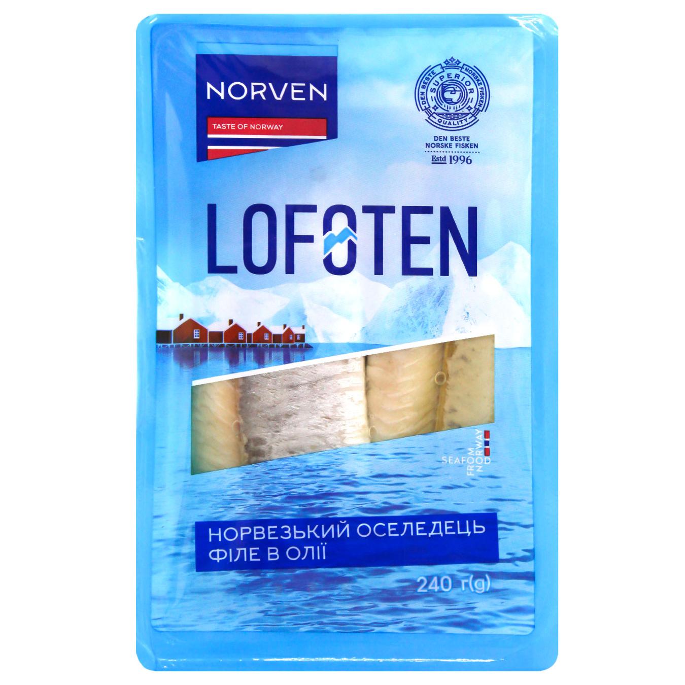 Оселедець Norven Lofoten філе в олії 240г — фото продукту