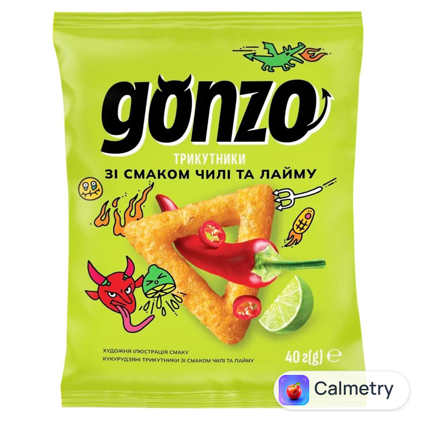 Снеки кукурудзяні Gonzo зі смаком чилі-лайма гострі 40г — фото продукту