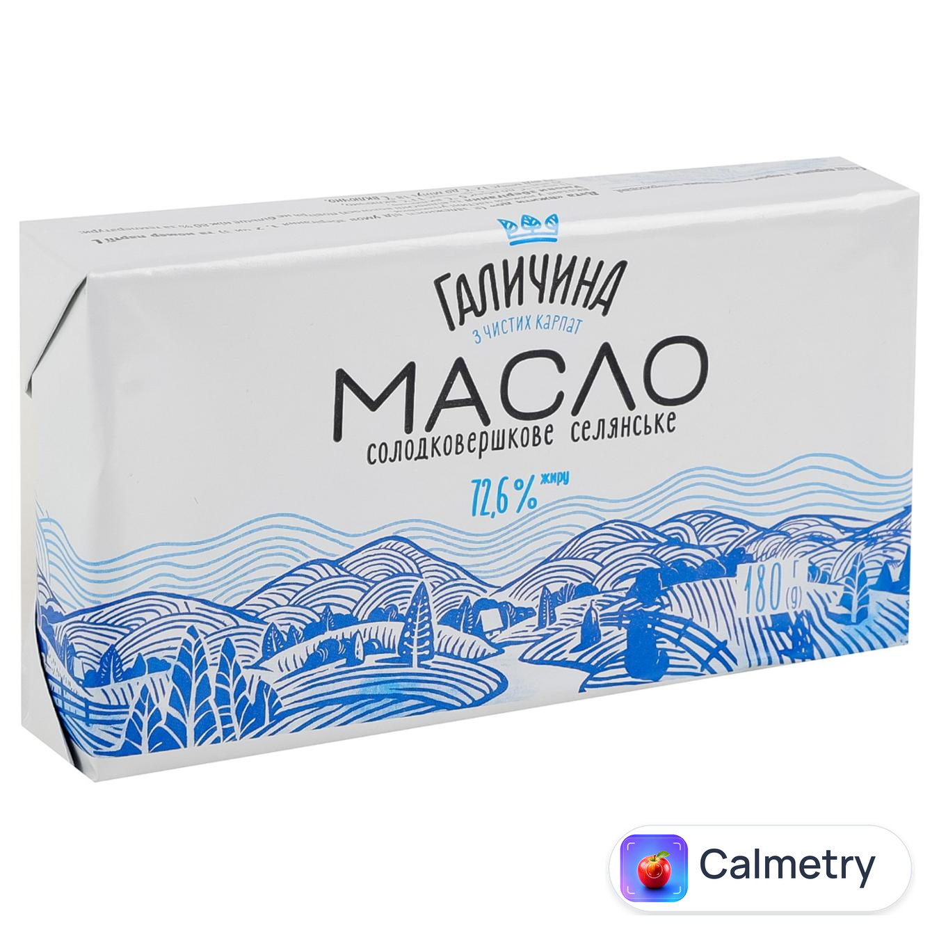 Масло Галичина Селянське солодковершкове 72,6% 180г — фото продукту