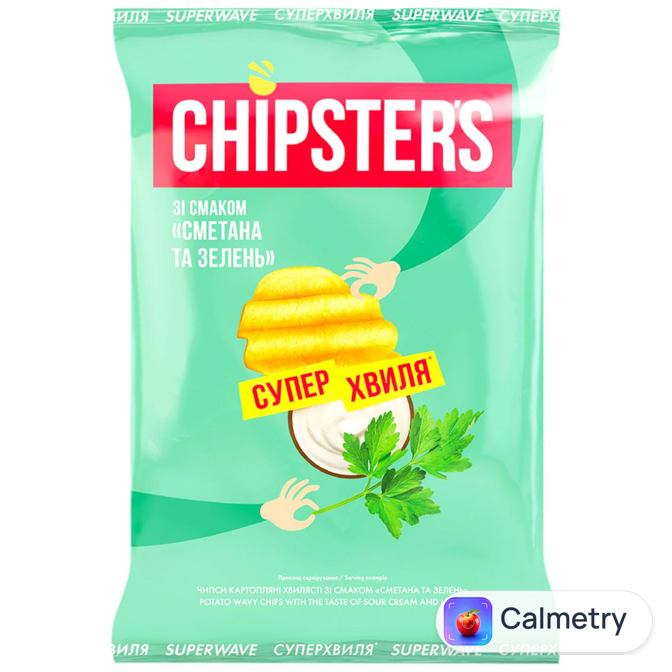 Чипси Chipster's хвилясті зі смаком сметани та зелені 95г — фото продукту