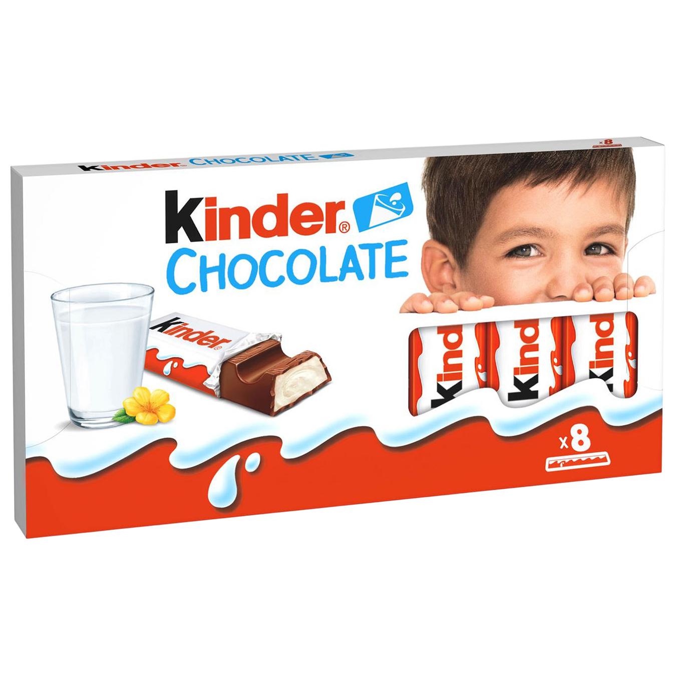 Шоколад молочний Kinder® Chocolate з молочною начинкою 8шт 100г — фото продукту