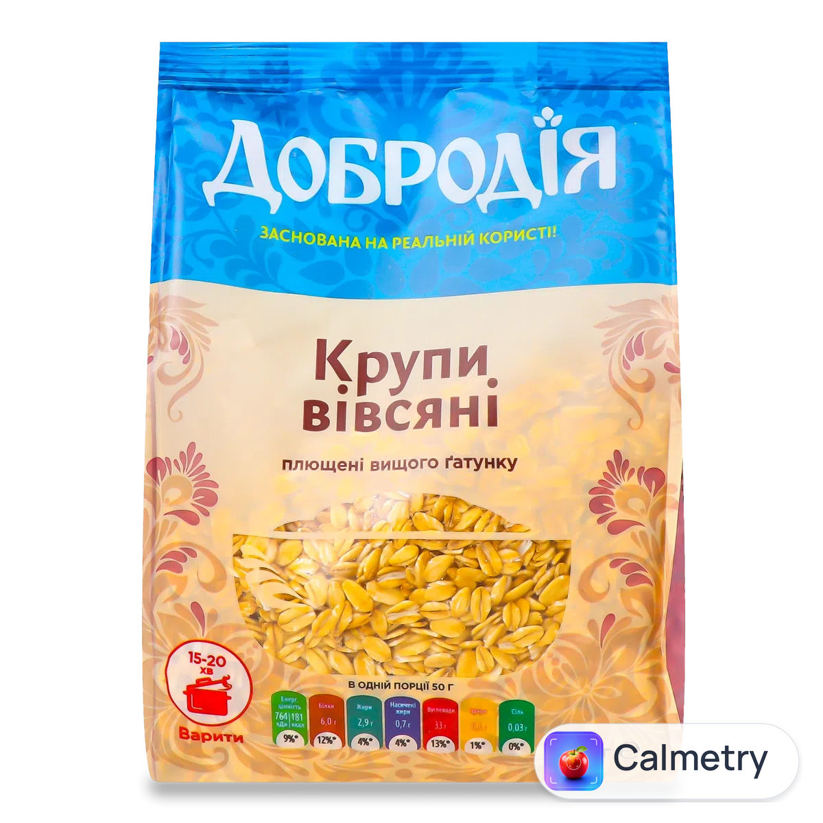 Крупа вівсяна «Добродія» плющена 500г