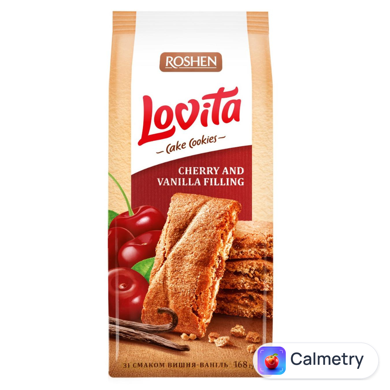 Печиво Roshen Lovita з вишнево-ванільною начинкою 168г — фото продукту