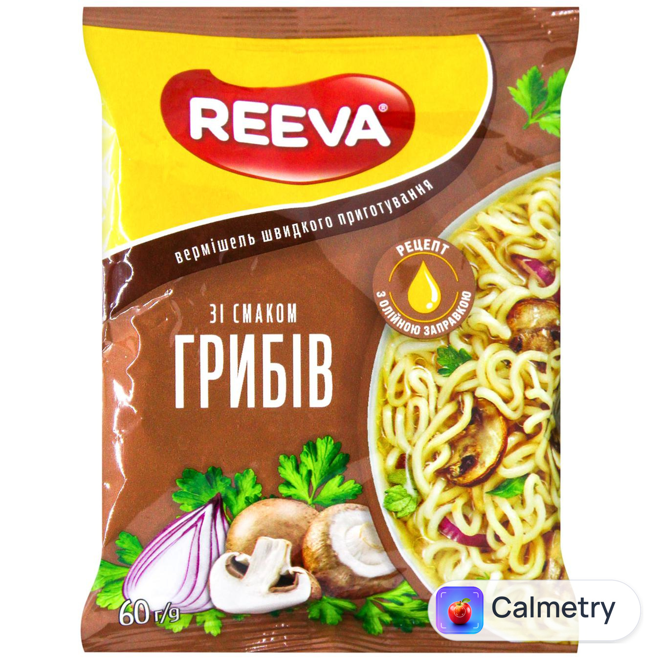 Вермішель Reeva зі смаком грибів швидкого приготування 60г — фото продукту