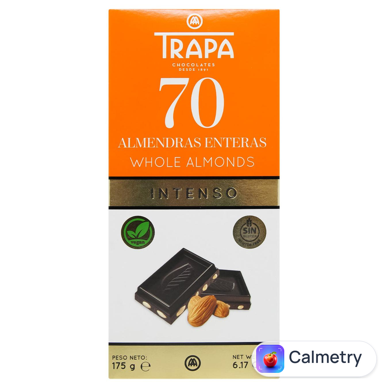 Шоколад чорний Trapa Intenso з мигдалем 70% 175г