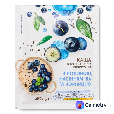 Каша вівсяна «Премія»® з лохиною, насінням чіа та чорницею 40г