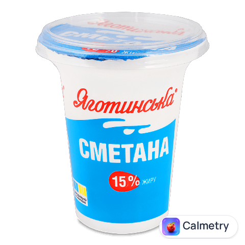 Сметана Яготинська 15% стакан, 300г