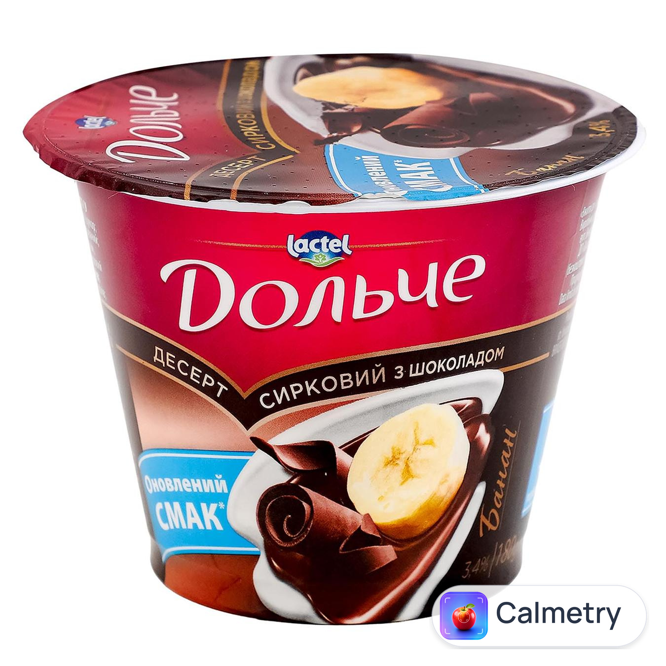 Десерт сирковий Дольче Банан з шоколадом 3,4% 180г — фото продукту