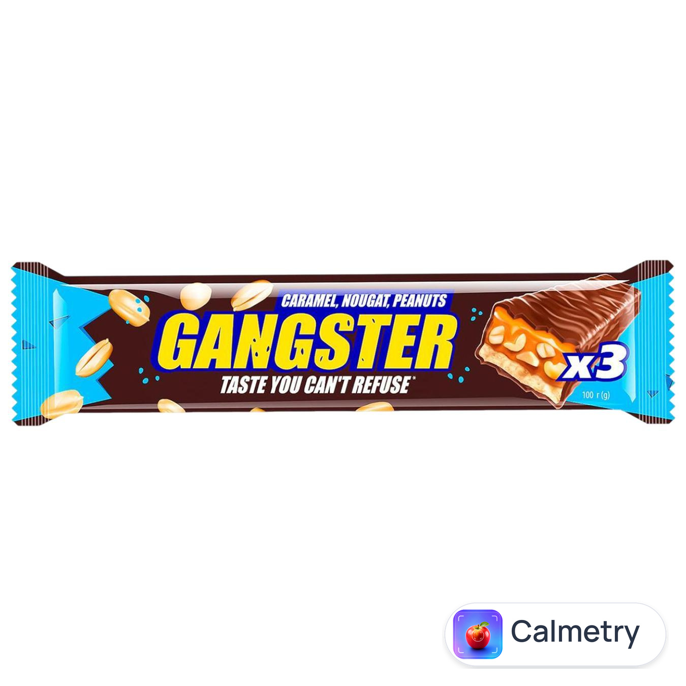 Батончик Vale Gangster з арахісом, нугою та карамеллю глазурований 100г — фото продукту