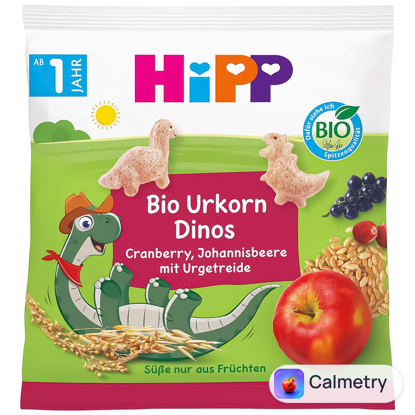 Снеки Hipp Динозаври з журавлиною та чорною смородиною 30г