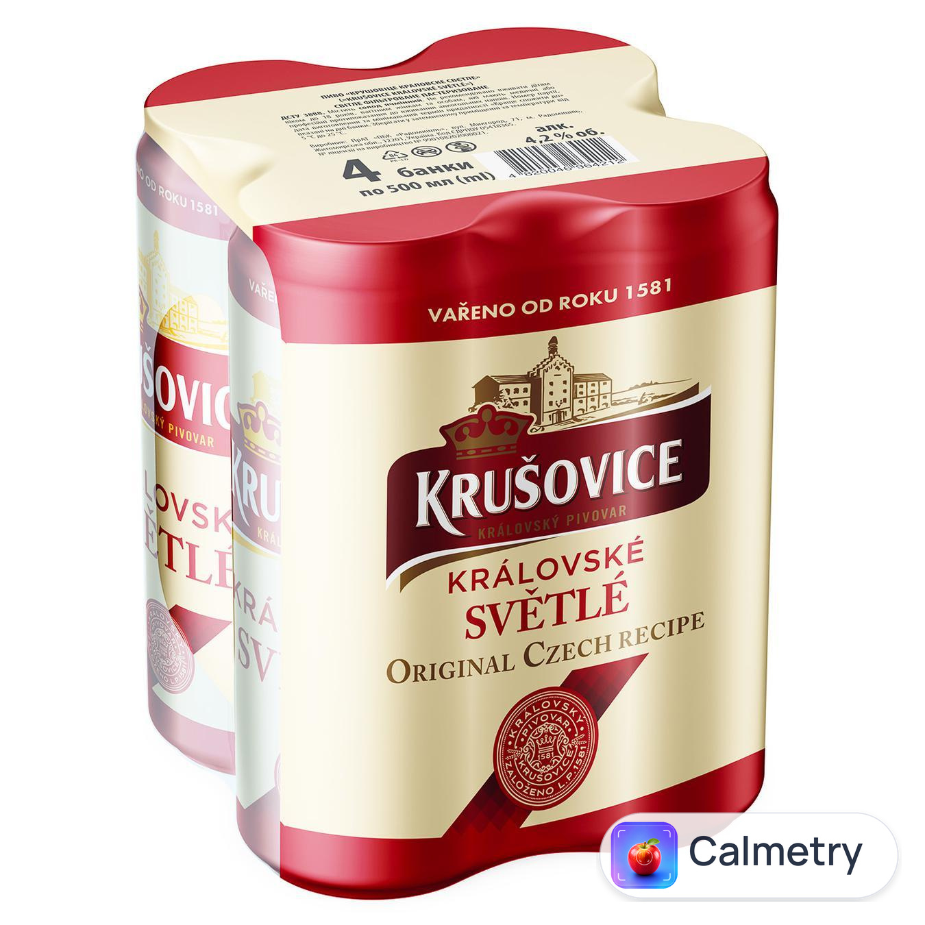 Пиво Krusovice Kralovske Svetle світле 4,2% 4шт*0,5л — фото продукту