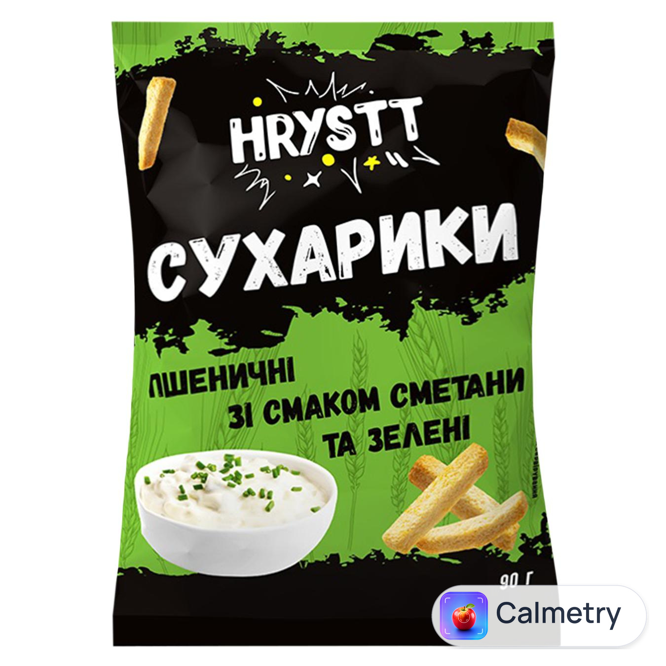 Сухарики Hrystt зі смаком сметани та зелені 90г