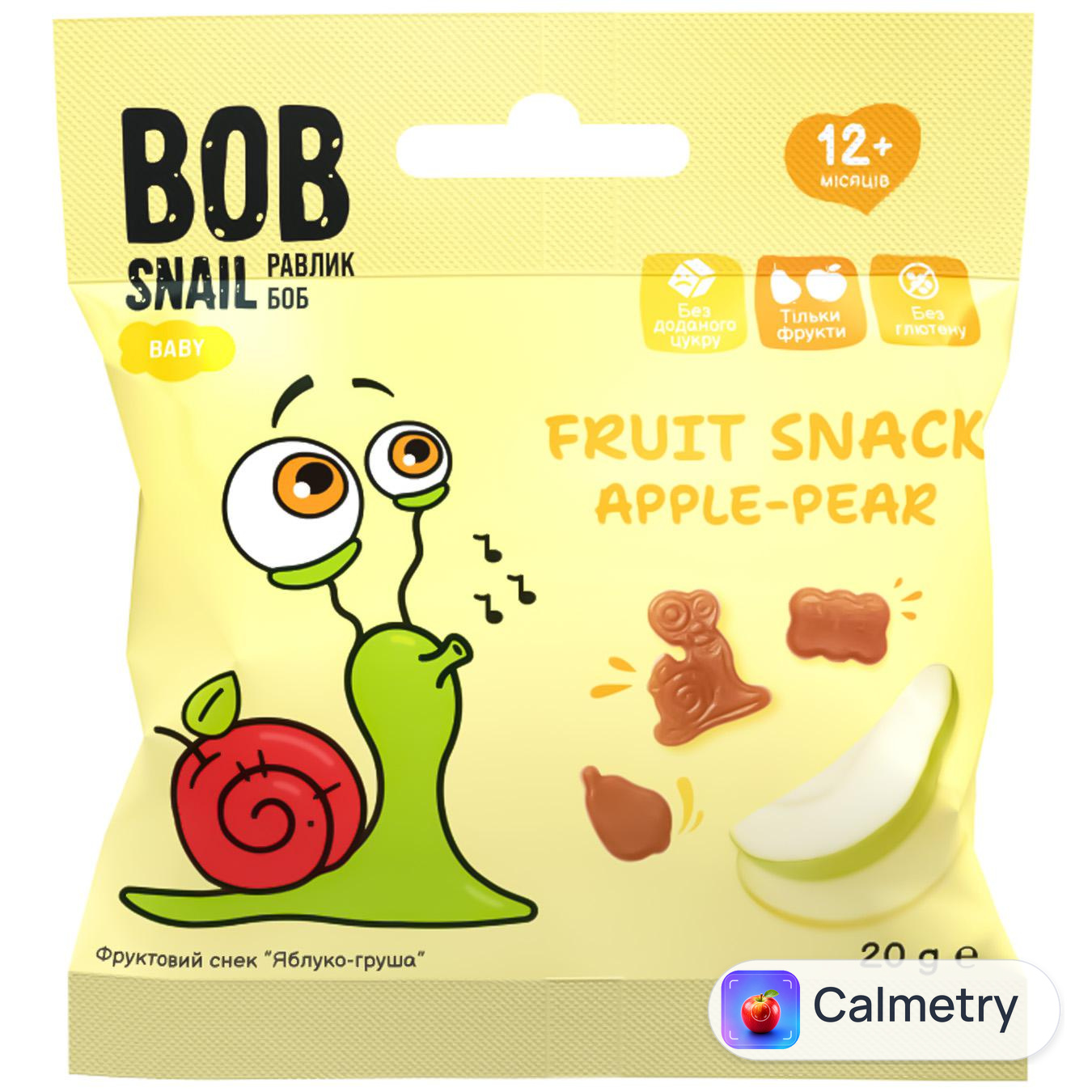 Снек фруктовий Bob Snail яблуко-груша 20г — фото продукту