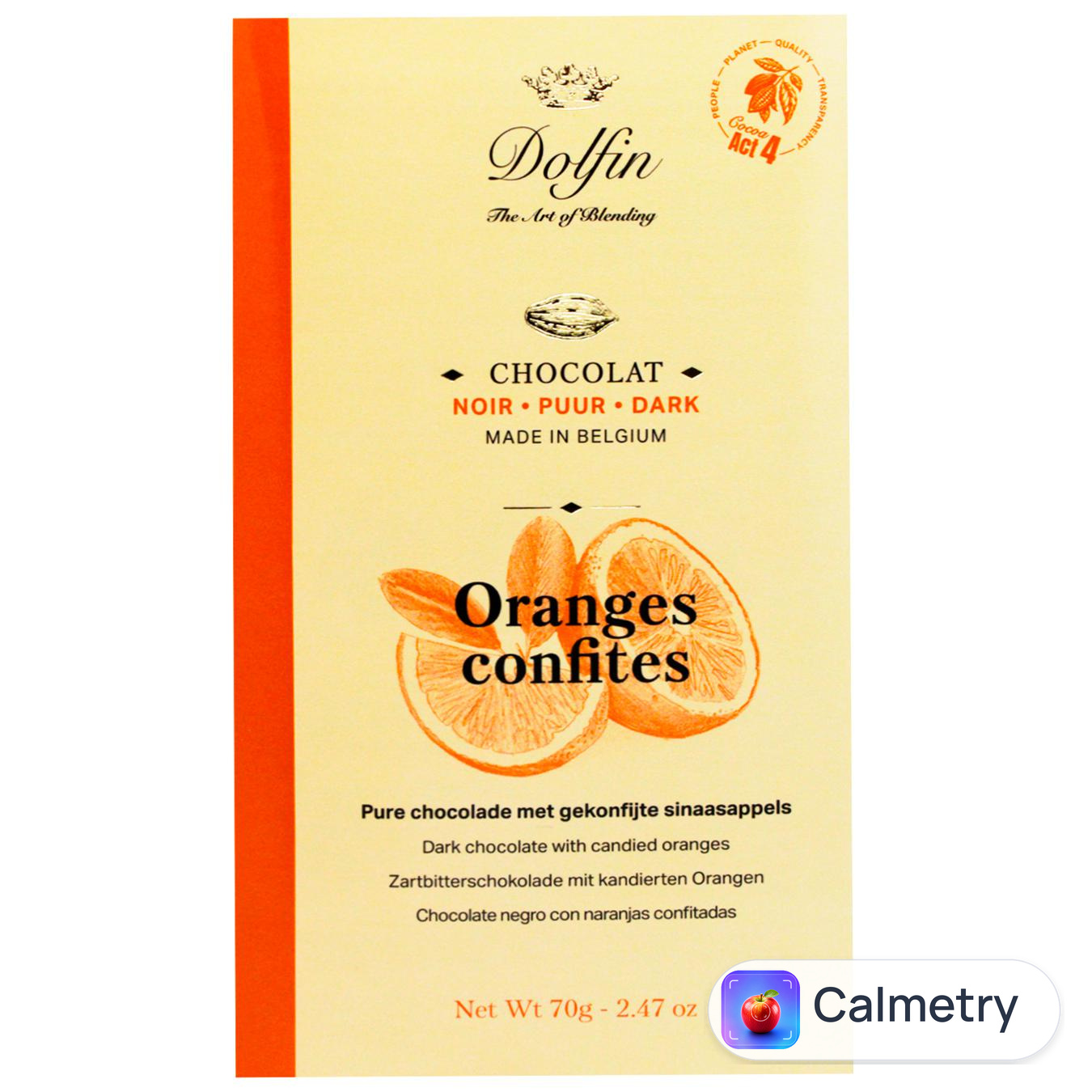 Шоколад чорний Dolfin з апельсином 60% 70г