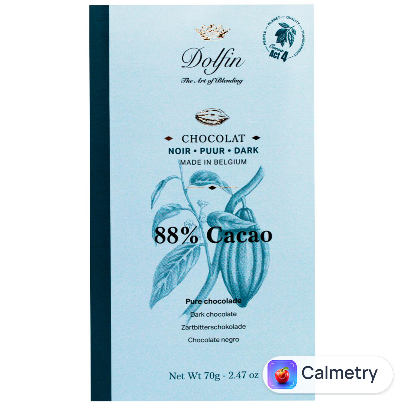 Шоколад чорний Dolfin какао 88% 70г