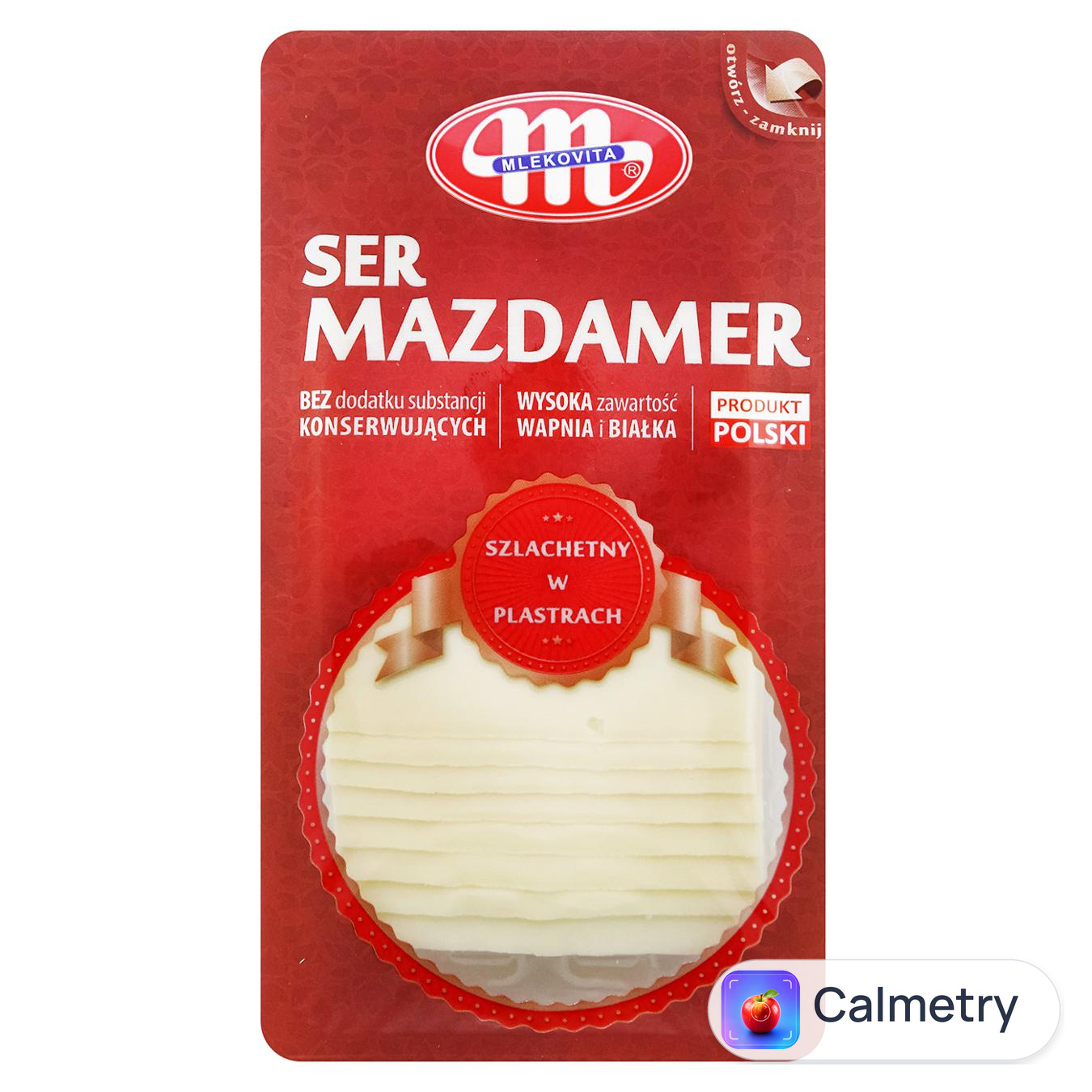 Сир Mlekovita Маасдамер нарізаний 45% 100г — фото продукту