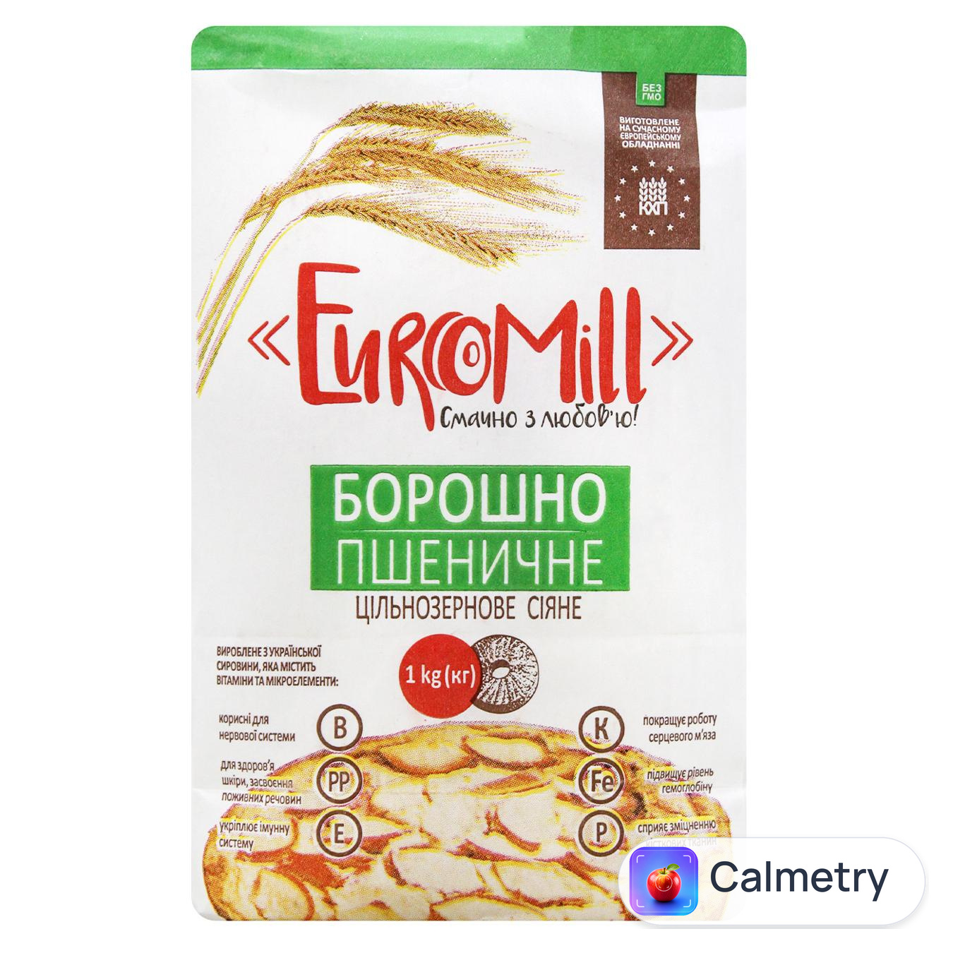 Борошно EuroMill пшеничне цільнозернове сіяне 1кг — фото продукту