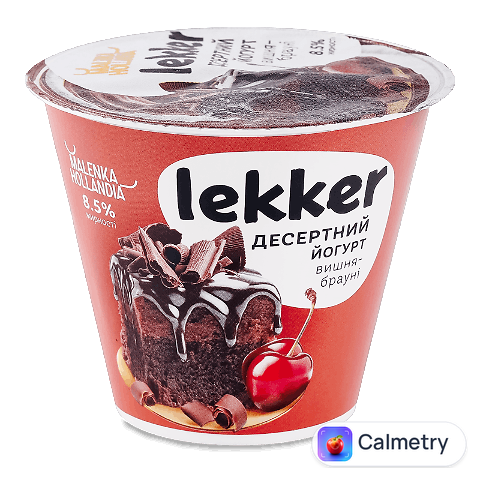 Йогурт Lekker вишня-брауні десертний 8,5% стакан, 180г
