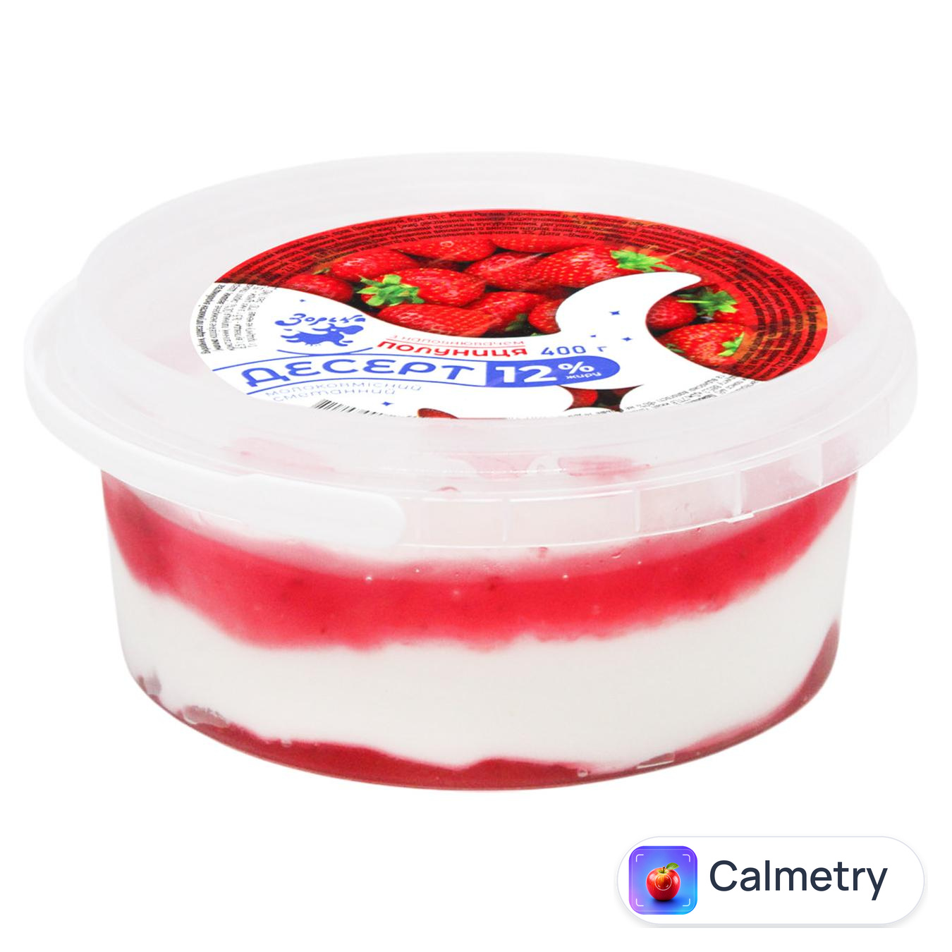 Десерт сметанний Зорька Полуниця 12% 400г