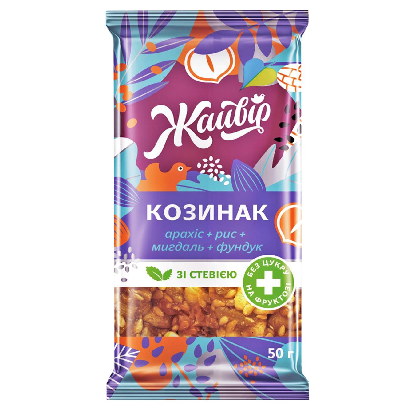 Козинак Жайвір Асорті з мигдалем на фруктозі зі стевією 50г — фото продукту