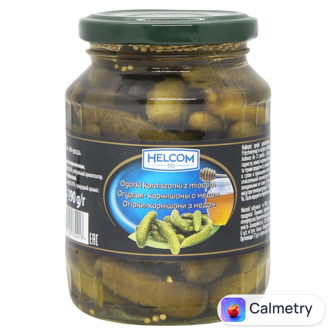 Огірки Helcom корнішони мариновані з медом 0,37л