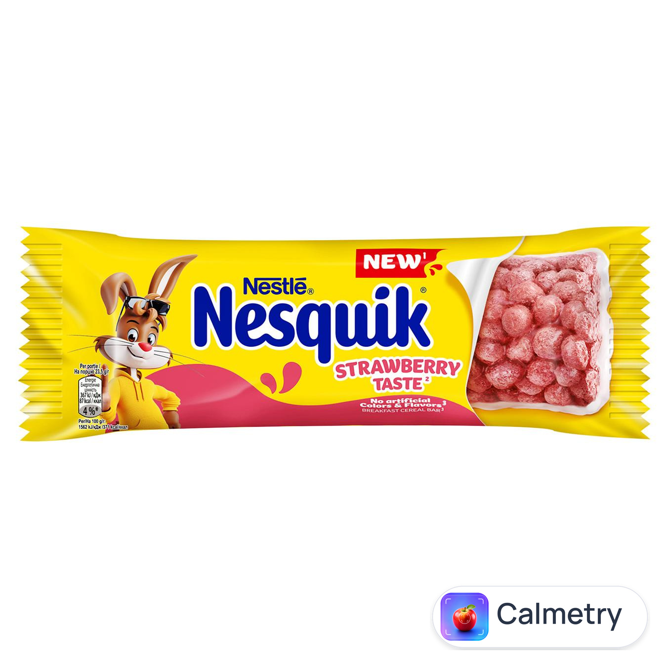 Батончик NESTLÉ® NESQUIK® з цільними злаками зі смаком полуниці, з вітамінами та залізом 23,5г — фото продукту