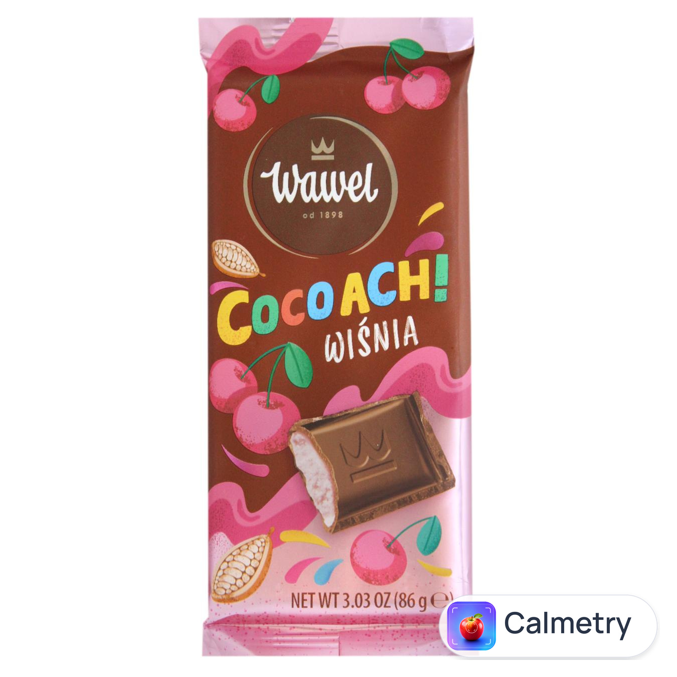 Шоколад молочний Wawel CocoACH! з молочно-вишневою начинкою 86г — фото продукту