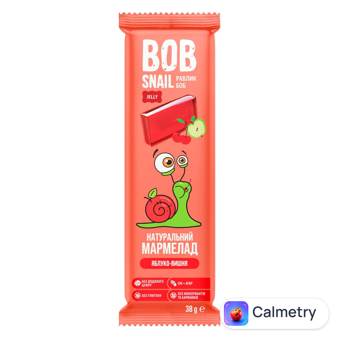 Мармелад Bob Snail Яблуко-вишня натуральний без цукру 38г — фото продукту