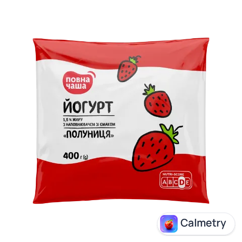 Йогурт «Повна Чаша»® з наповнювачем полуниця, 1,5%, п/е