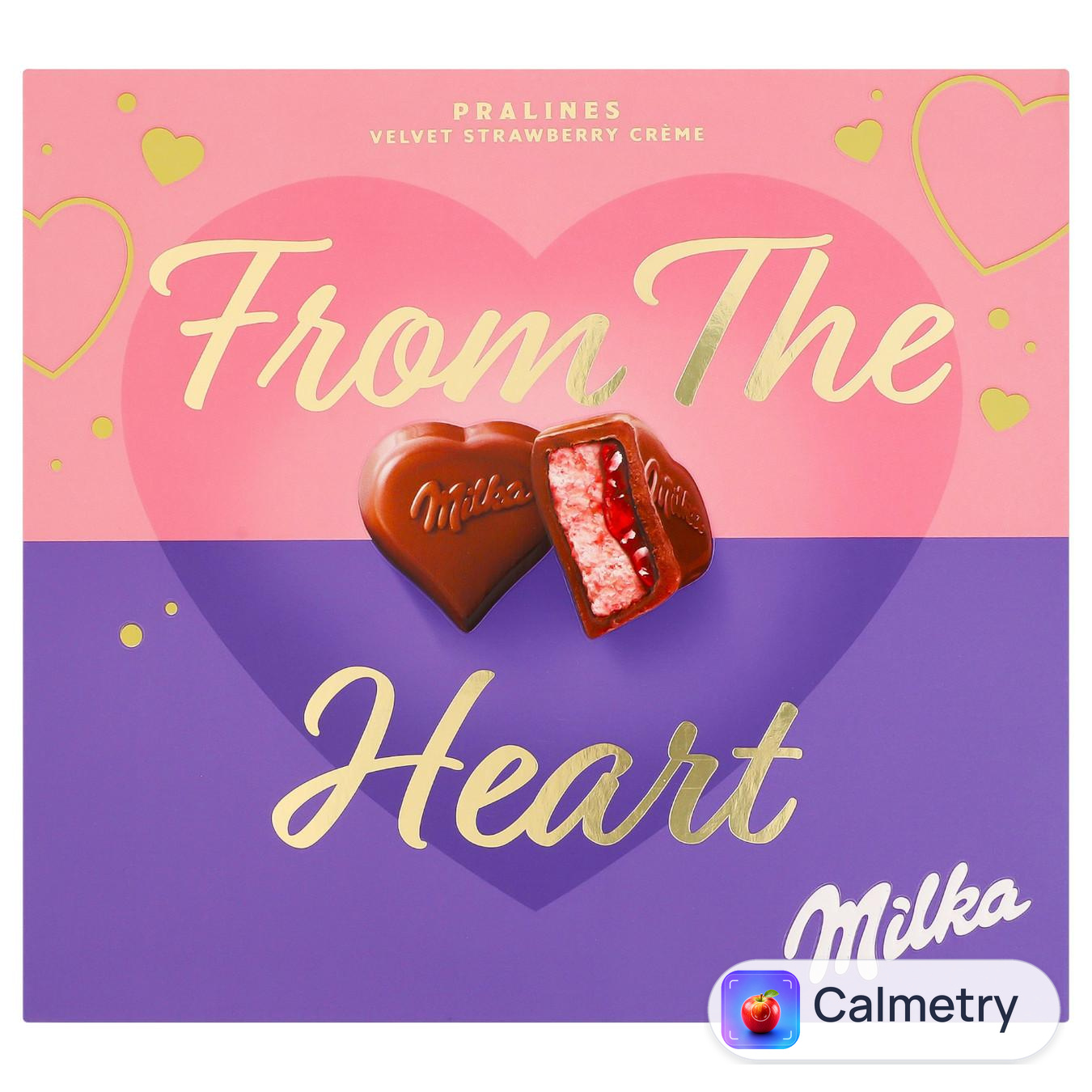 Цукерки Milka From the Heart з молочного шоколаду з кремово-полуничною начинкою 114г