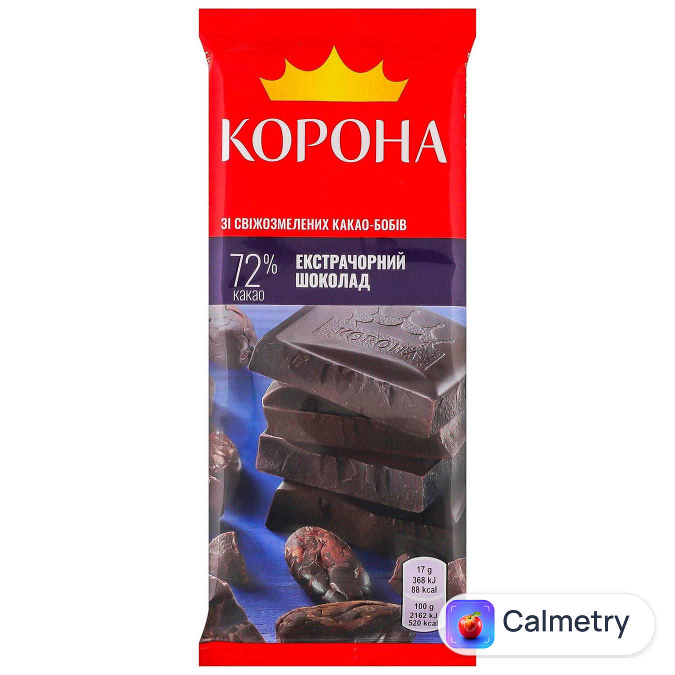 Шоколад чорний Корона Екстра 72% 85г — фото продукту